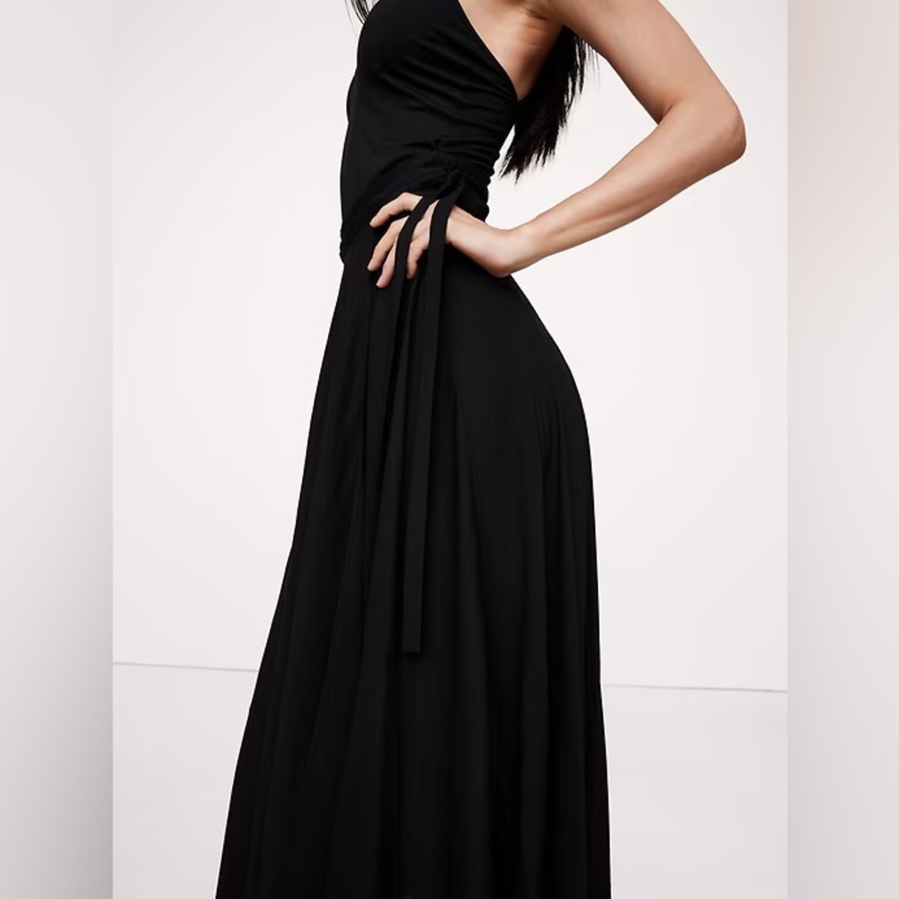 NEW! BANANA REPUBLIC BLACK CROSS-BACK JERSEY MAXI DRESS - MULTIPLE - Picture 3 of 4